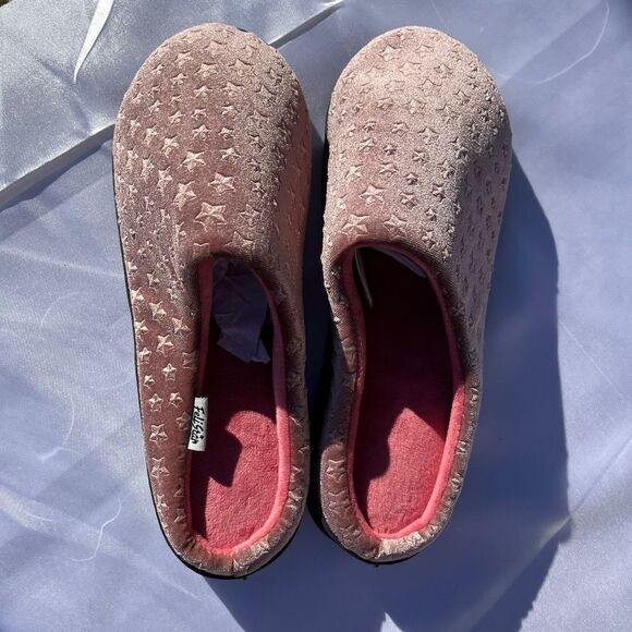 FeliStar Pink Women’s Plush Memory Foam Slippers Nautical Stars Size 10/11 - Picture 2 of 5